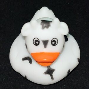 Cow Print Rubber Duck - White, Orange and Black